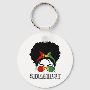 Schools Cafeteria Staff Women Messy Bun Black Hist Key Ring