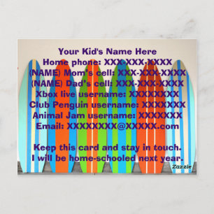 SCHOOL'S OUT! Contact Card