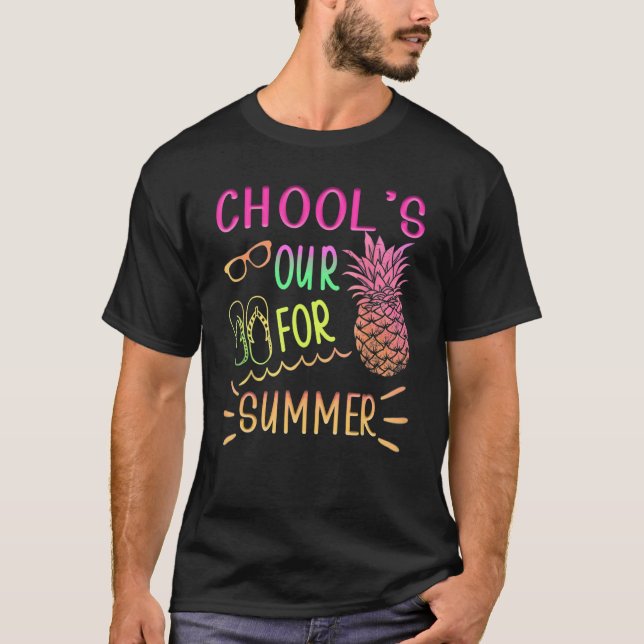 School's Out For Summer Beach Glasses Flip Flops T-Shirt (Front)