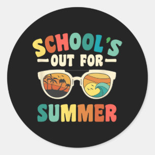 School's Out For Summer For Groovy Students Teache Classic Round Sticker