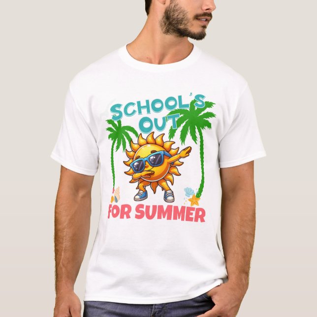Schools Out for Summer Fun Colourful Bold T-Shirt (Front)
