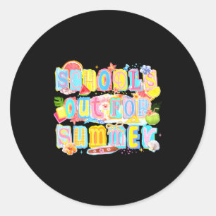 School's out for summer happy last day of school classic round sticker