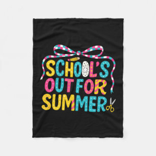 Schools Out For Summer Retro Bow Teacher Fleece Blanket