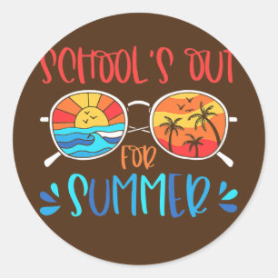 Schools Out For Summer Retro Last Day Of School Classic Round Sticker