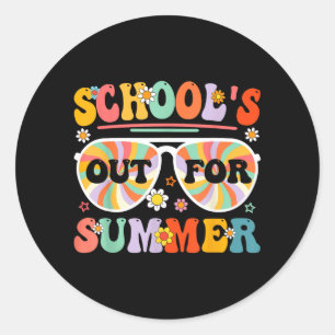 Schools Out For Summer Retro Last Day Of School Classic Round Sticker