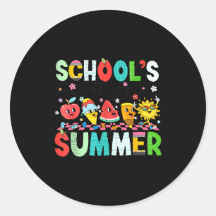 Schools out for summer summer is calling book classic round sticker