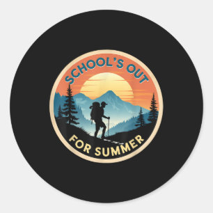 Schools Out For Summer Teacher Student Hiker Hikin Classic Round Sticker