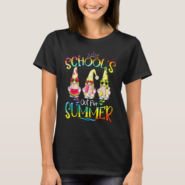 School's Out For Summer With My Gnomies Tie Dye Sc T-Shirt (Front)
