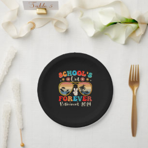 Schools Out Forever Retired Teacher Last Day 2024 Paper Plate