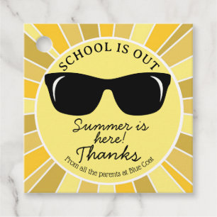 Schools Out Summer sunglasses Teacher Thank You Favour Tags