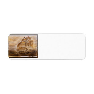 Schooner And Vintage Map Return Address Label