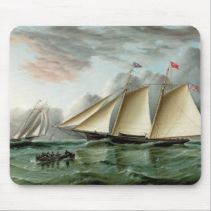 Schooner Mohawk of Sandy Hook Lighthouse Mouse Pad