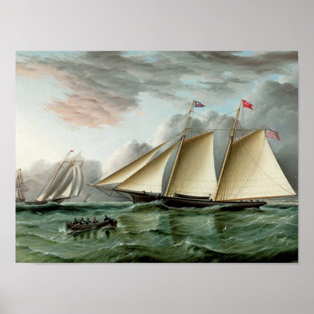 Schooner Mohawk of Sandy Hook Lighthouse Poster (Front)