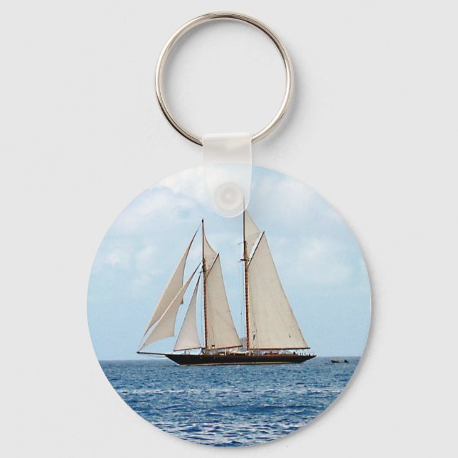 Schooner Sailboat in the BVI Key Ring (Front)