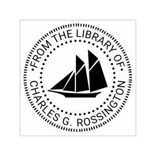 Schooner Sailboat Nautical Library Book Name Self-inking Stamp