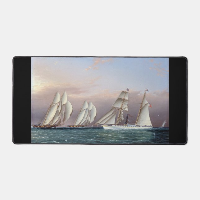 Schooners Dreadnought and Columbia 1870 Desk Mat (Front)