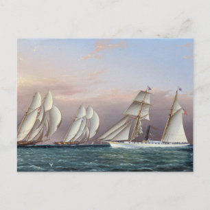 Schooners Dreadnought and Columbia 1870 Postcard