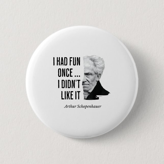 Schopenhauer Quote Funny Philosopher Statement  6 Cm Round Badge (Front)