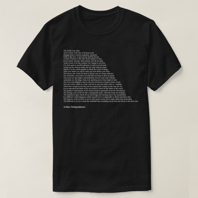 Schopenhauer Quotes T-Shirt (Design Front)