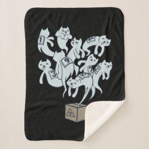 Schrödinger Cat 9 Lives Sherpa Blanket