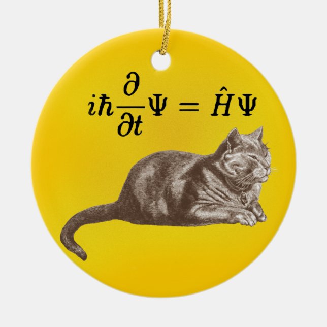 Schrodinger cat ceramic ornament (Front)