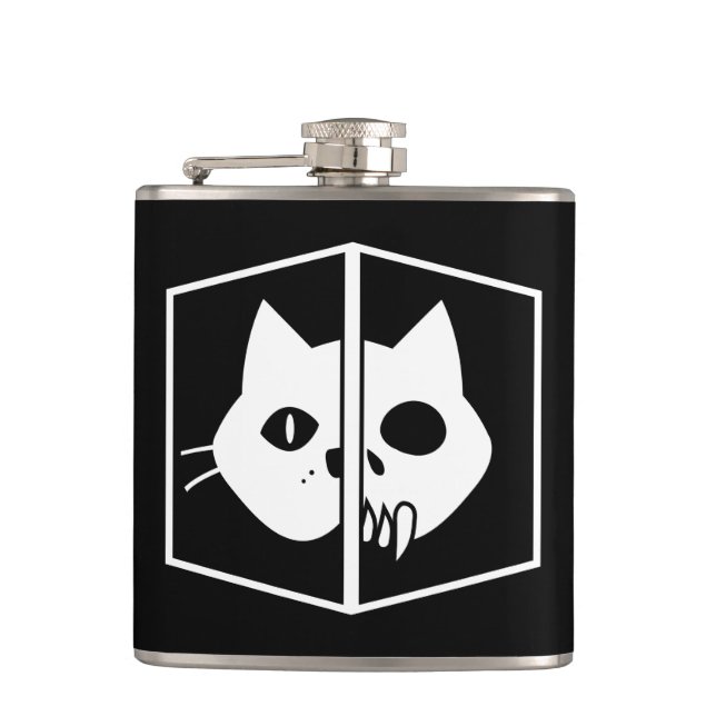 Schrödinger Cat Graphic Hip Flask (Front)