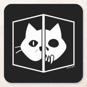 Schrödinger Cat Graphic Square Paper Coaster