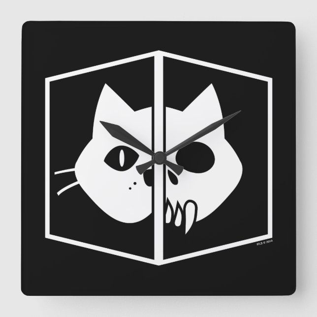Schrödinger Cat Graphic Square Wall Clock (Front)