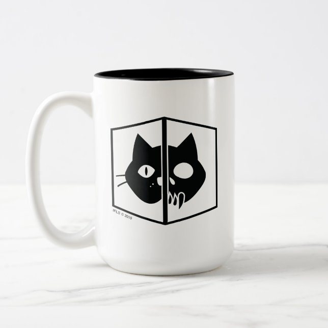 Schrödinger Cat Graphic Two-Tone Coffee Mug (Left)