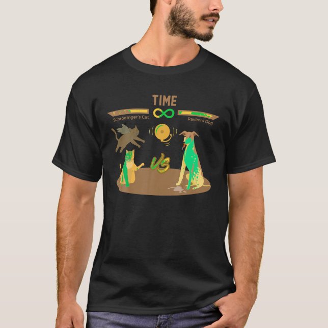 Schrodinger s Cat VS Pavlov s Dog Funny Video Game T-Shirt (Front)