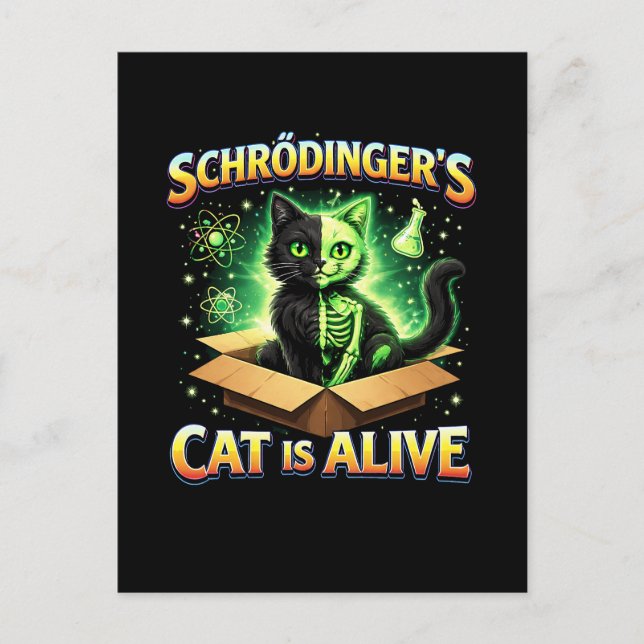 Schrödinger’s Curious Cat Postcard (Front)
