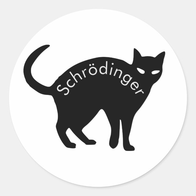 Schrödinger's cat classic round sticker (Front)