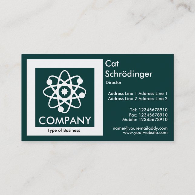 Schrödinger's Cat - Dark Green Business Card (Front)