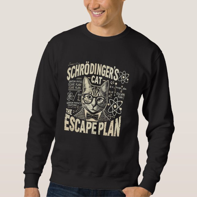 Schrodingers Cat Escape Plan, Funny Quantum Physic Sweatshirt (Front)