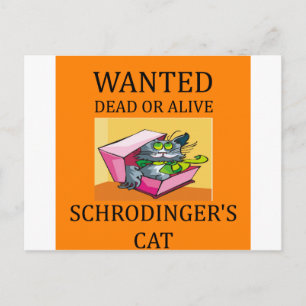 schrodinger's cat joke postcard