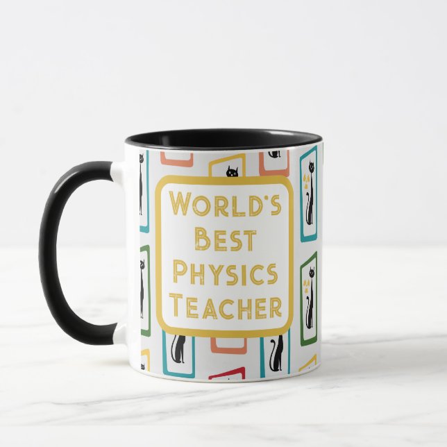 Schrödinger's Cat Mid Century Modern multicolored Mug (Left)