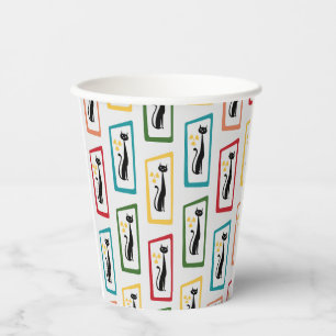 Schrödinger's Cat Mid Century Modern multicolored Paper Cups