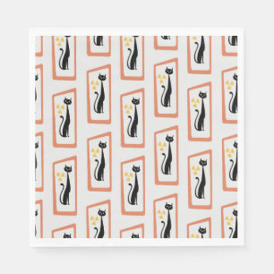 Schrödinger's Cat Mid Century Modern orange Napkin