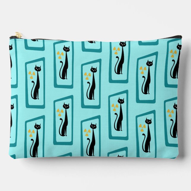 Schrödinger's Cat Mid Century Modern pale blue Accessory Pouch (Front)
