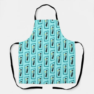 Schrödinger's Cat Mid Century Modern pale blue Apron