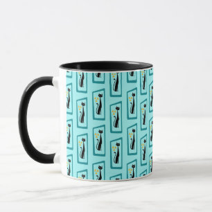 Schrödinger's Cat Mid Century Modern pale blue Mug
