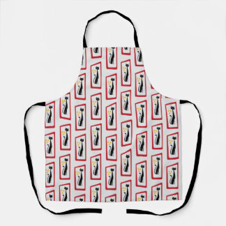 Schrödinger's Cat Mid Century Modern red Apron