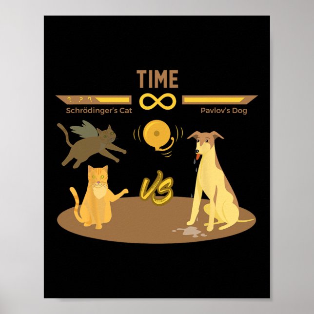 Schrodinger's Cat Vs. Pavlov's Dog Funny Video Gam Poster (Front)