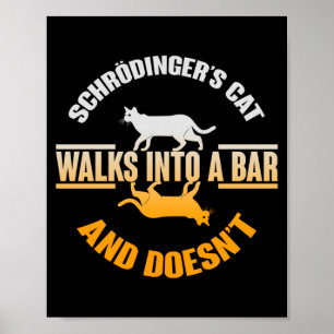 Schrödingers Cat Walks In A Bar And Doesnt Poster