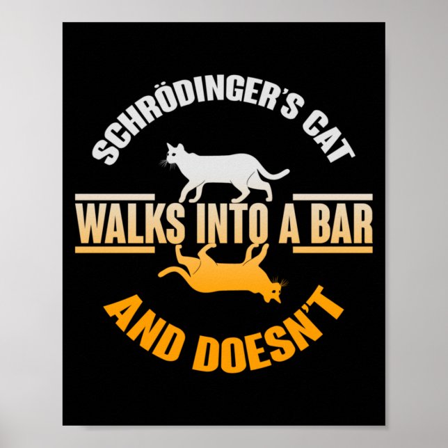 Schrödingers Cat Walks In A Bar And Doesnt Poster (Front)