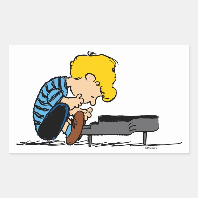 Schroeder Charlie Brown Music Rectangular Sticker (Front)