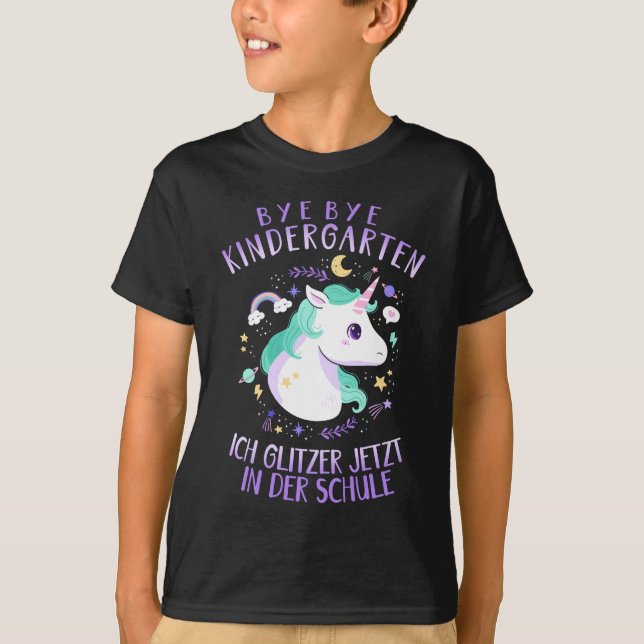 Schulanfang Einschulung Schulkind Einhorn Mädchen T-Shirt (Front)