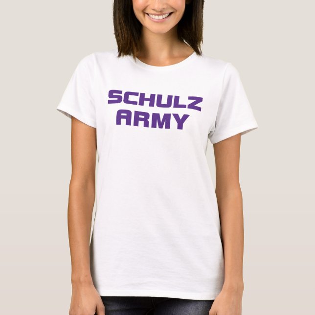Schulz Army Women’s American Apparel White Scoop N T-Shirt (Front)