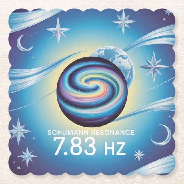 Schumann Resonance Celestial Blue Scalloped Set  Paper Coaster (Front)