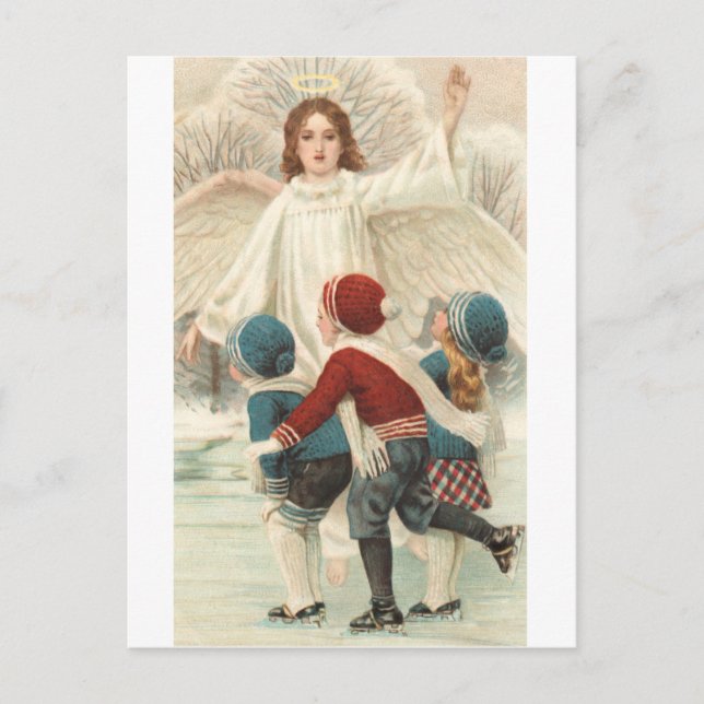 Schutzengel und Eislauf Schlittschuh Postcard (Front)